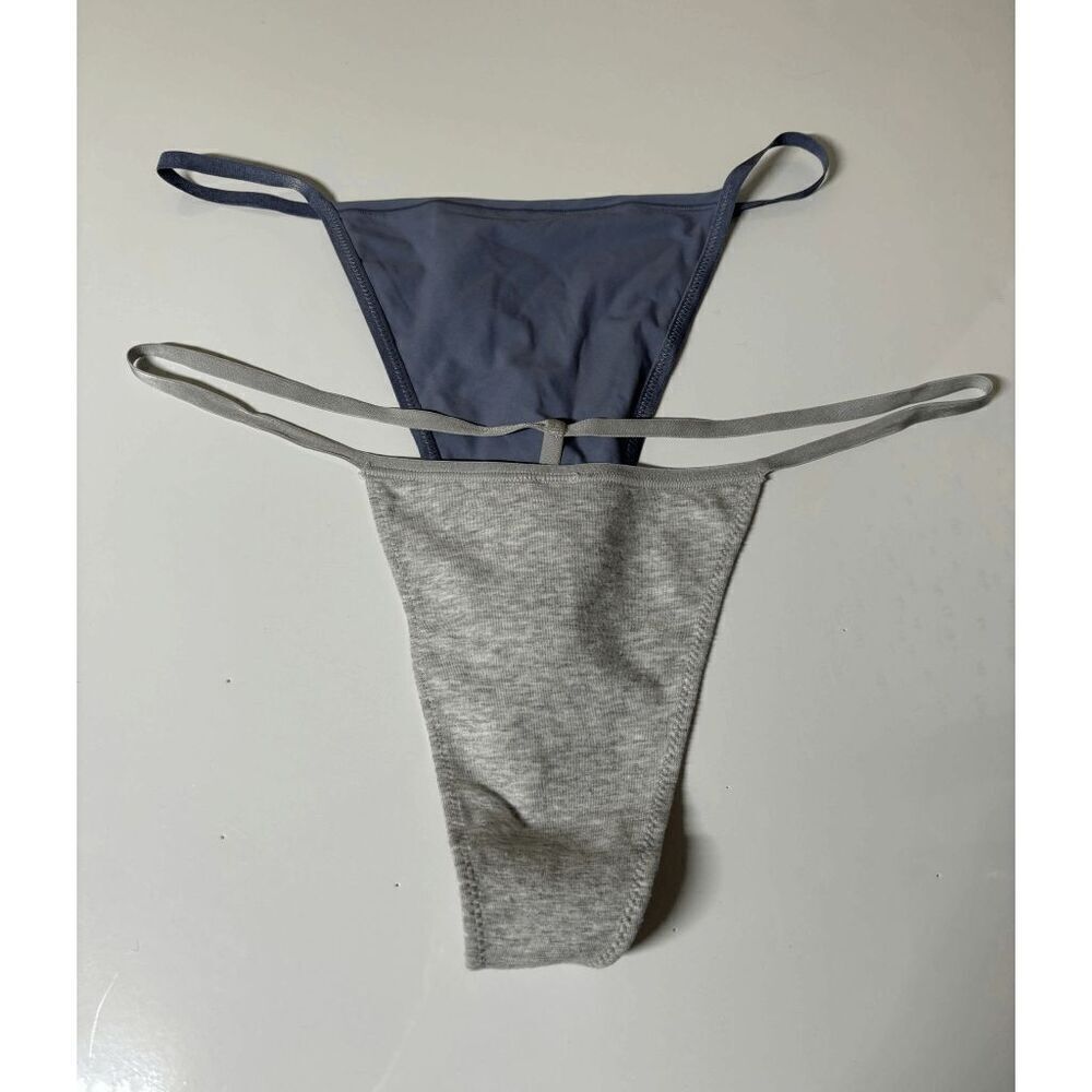 SKIMS Fits Everybody T-String Thong in Slate and Heather Grey Size XL Lot of 2